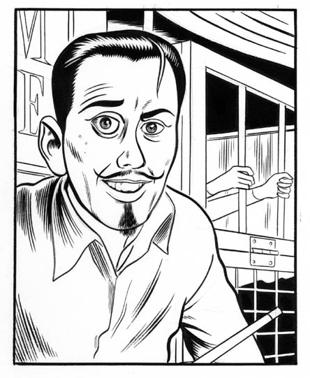 "Fast Company:  Portrait of Jim Rose" is copyright ©2008 by Daniel Clowes.  All rights reserved.  Reproduction prohibited.