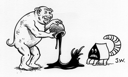 "INK BEAST" is copyright ©2008 by Jim Woodring.  All rights reserved.  Reproduction prohibited.