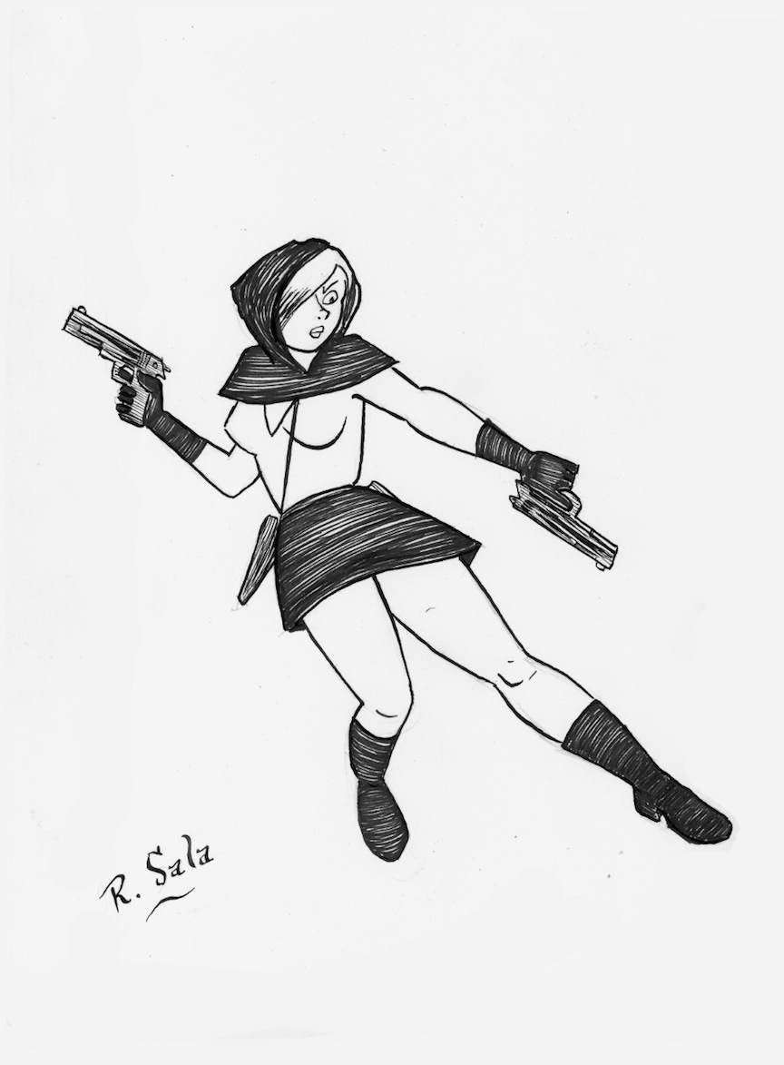 "VIOLENZIA Promo Pinup 3" is copyright ©2008 by Richard Sala.  All rights reserved.  Reproduction prohibited.
