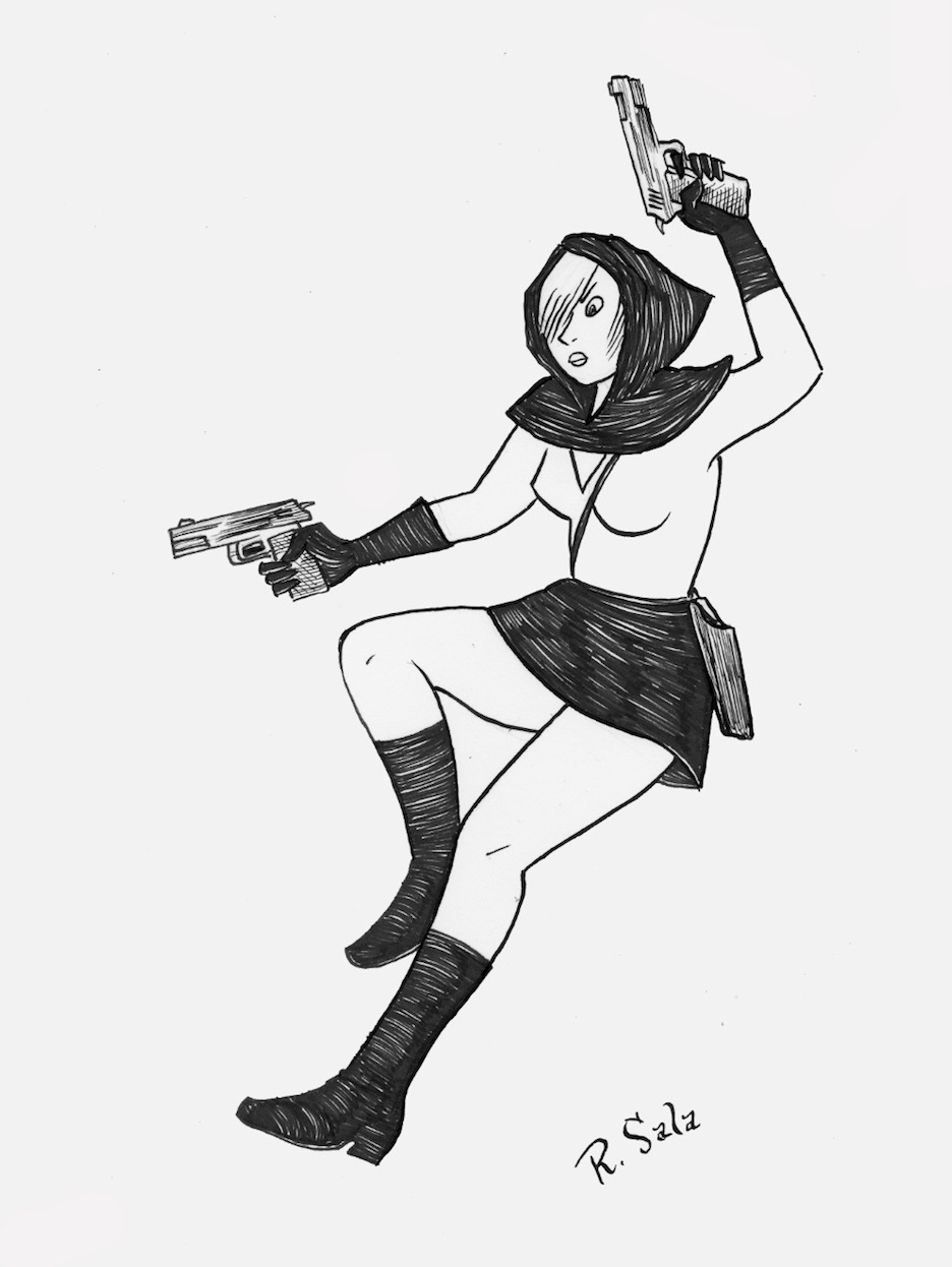 "VIOLENZIA Promo Pinup 1" is copyright ©2008 by Richard Sala.  All rights reserved.  Reproduction prohibited.